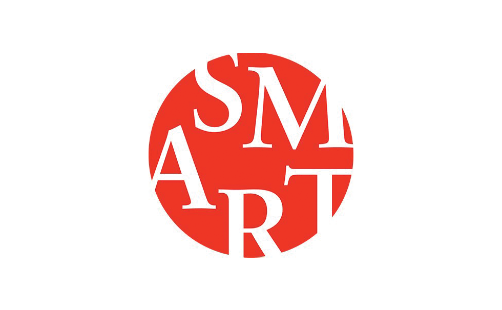 Smart Museum of Art logo in red with letters S M A R T in white space