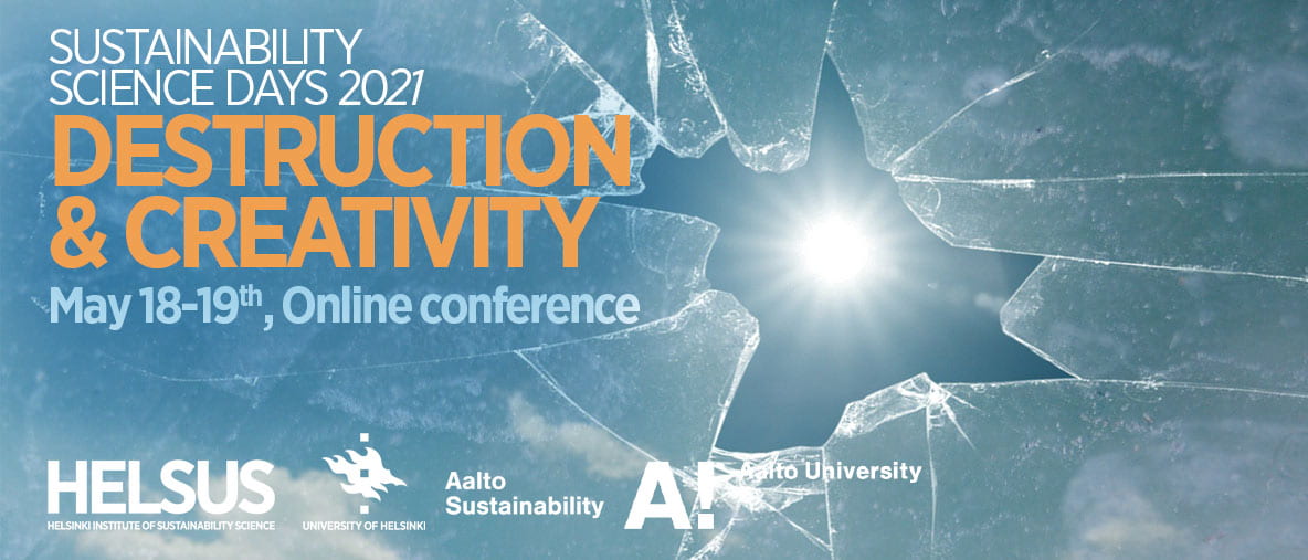 Image of cracked glass with sun showing through and title of Sustainability Science Days conference