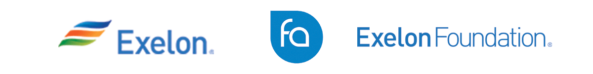 Logos for Exelon, Freshwater Advisors, and Exelon Foundation
